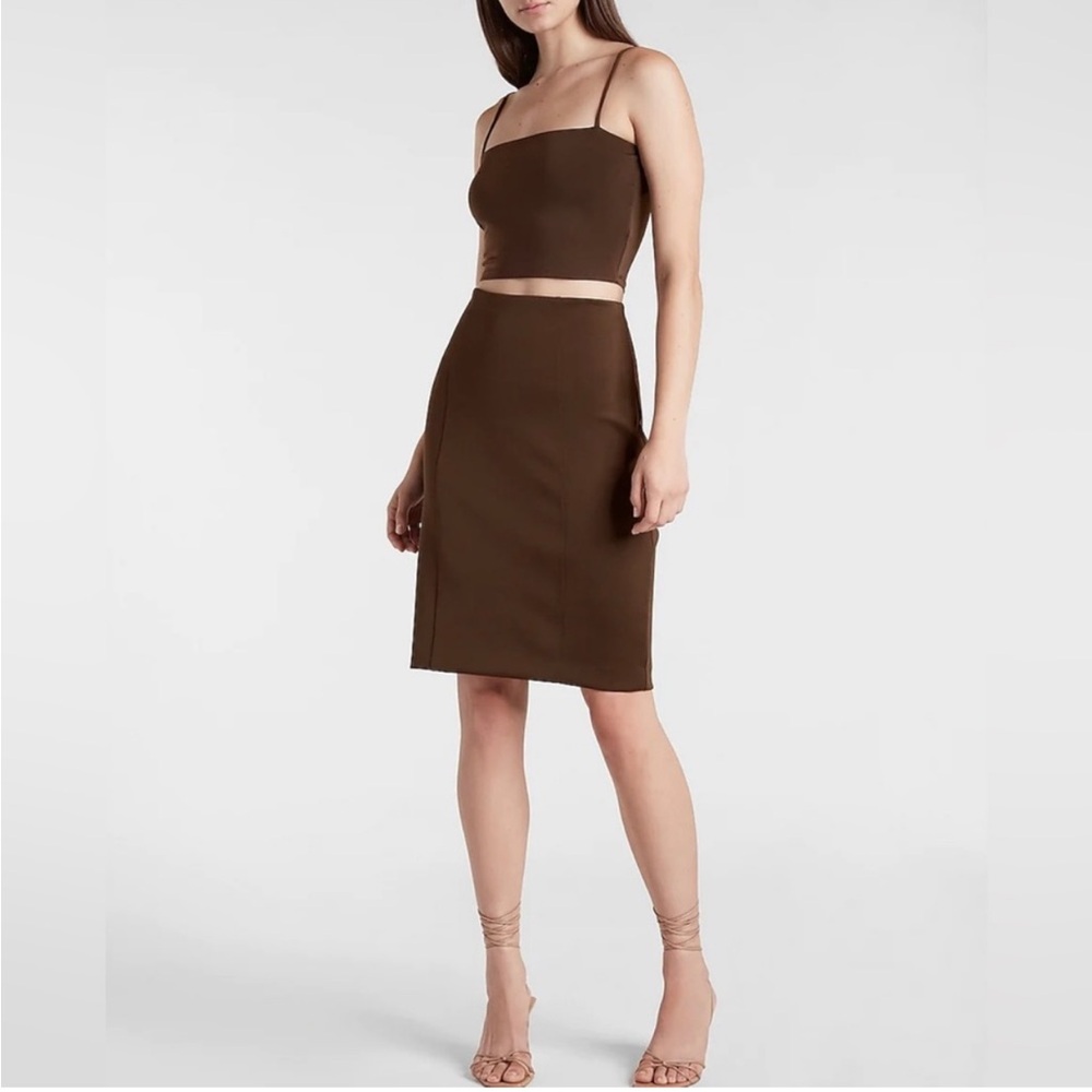Express High Waisted Nylon Scuba Pencil Skirt